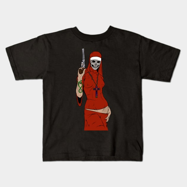 Skull nun Kids T-Shirt by juliusllopis